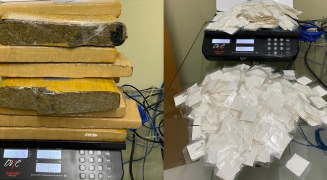 Casal com criança de colo é flagrado com 14 kg de maconha e cocaína na Bahia