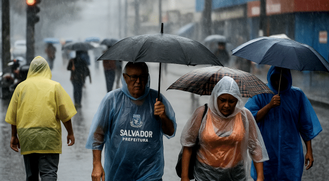 Segunda-feira começa em Salvador com fortes chuvas