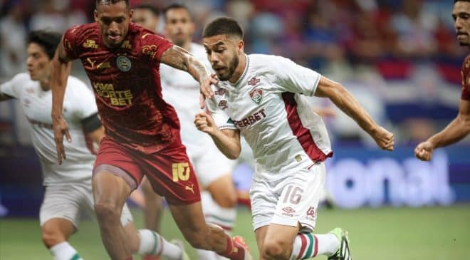 Bahia joga bem, mas defesa falha e só empata. om Fluminense