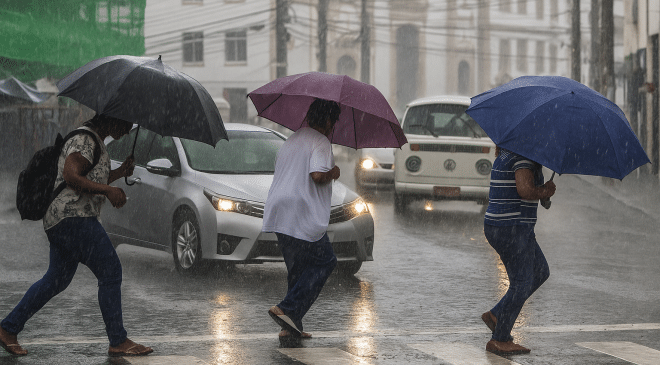 “Instabilidade avança: frente fria traz risco de chuvas fortes para Salvador até quinta-feira”