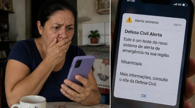 “Alerta misterioso acorda o Brasil: mensagem falsa da Defesa Civil com a palavra ‘misantropia’ gera pânico e investigação nacional”.