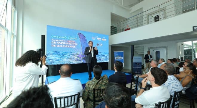 Bahia lança temporada 2026 de observação de baleias-jubarte com capacitação para profissionais do turismo