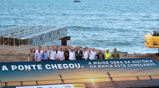Lula e Jerônimo participam de ato simbólico para cravação da primeira estaca da Ponte Salvador–Ilha de Itaparica