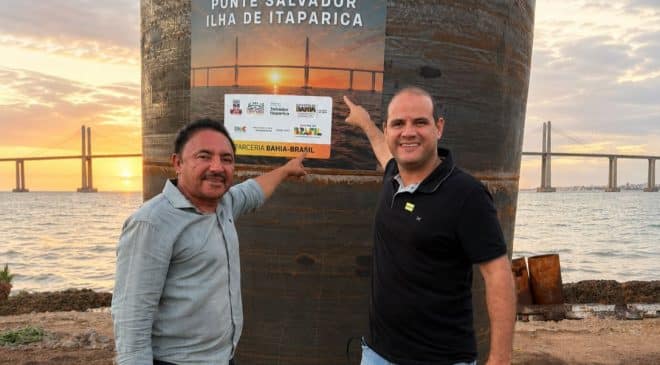 Randerson Leal e Roberto Carlos acompanham início das obras da Ponte Salvador–Itaparica